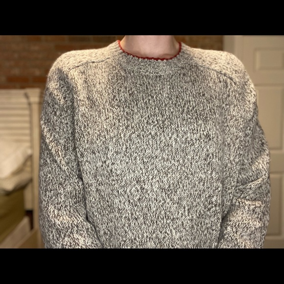 Eddie Bauer Lamb’s Wool Beige and Red Sweater Size 2XL - Picture 2 of 9